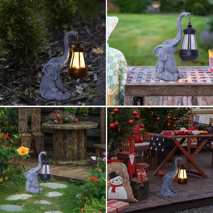 Attivolife Lucky Elephant Solar Statue