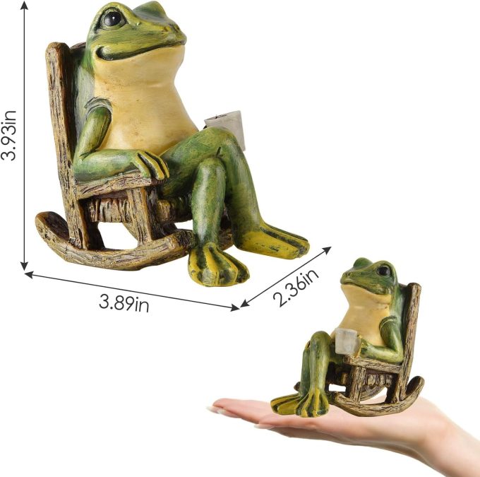 FOXMIS Miniature Frog Garden Statue
